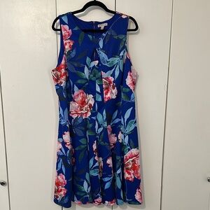 Floral Sleeveless Blue Dress